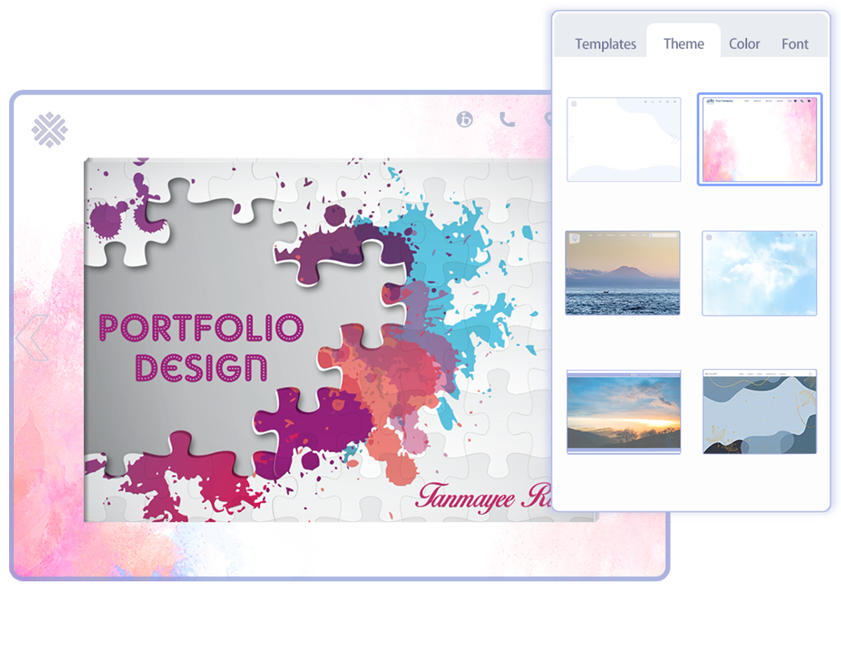 apply beautiful templates and themes to your digital portfolio