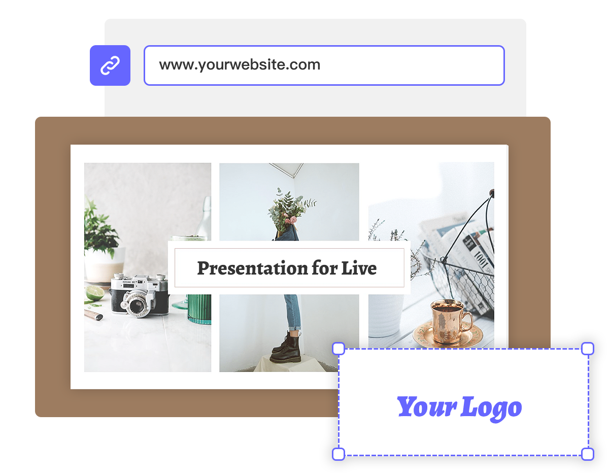 interactive presentation with custom logo and url